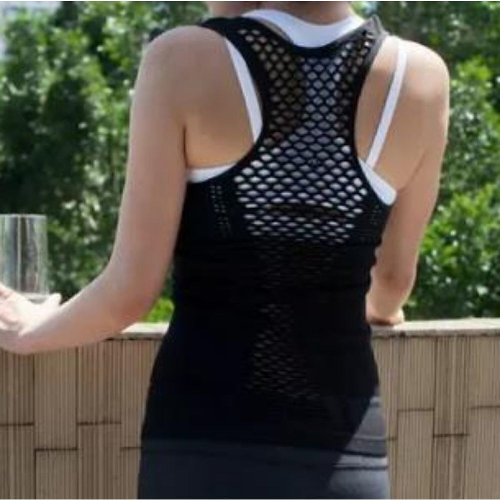 Women's Black Mesh Back Workout Tank Top